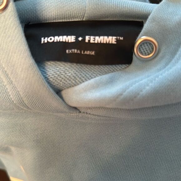 NWOT Men's Hotel Homme Femme Light Blue Graphic Hoodie Size XL - Picture 3 of 8